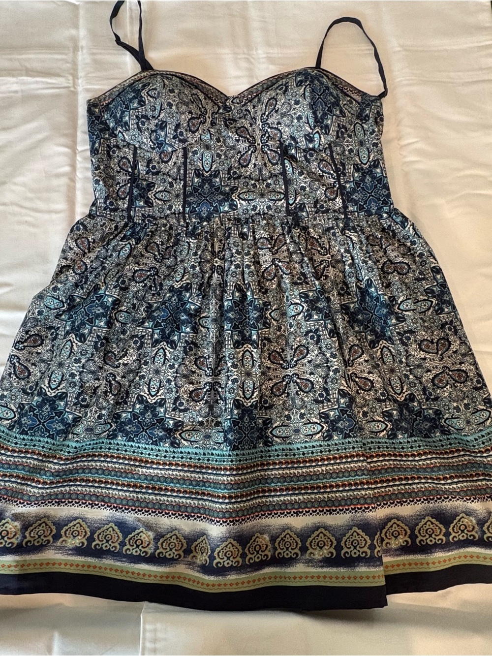 American Rag Blue Paisley Fit-and-Flare Mini Dress